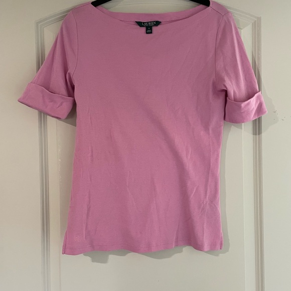 Lauren Ralph Lauren Tops - Ralph Lauren Boatneck Bubblegum Pink Short Sleeve Tee